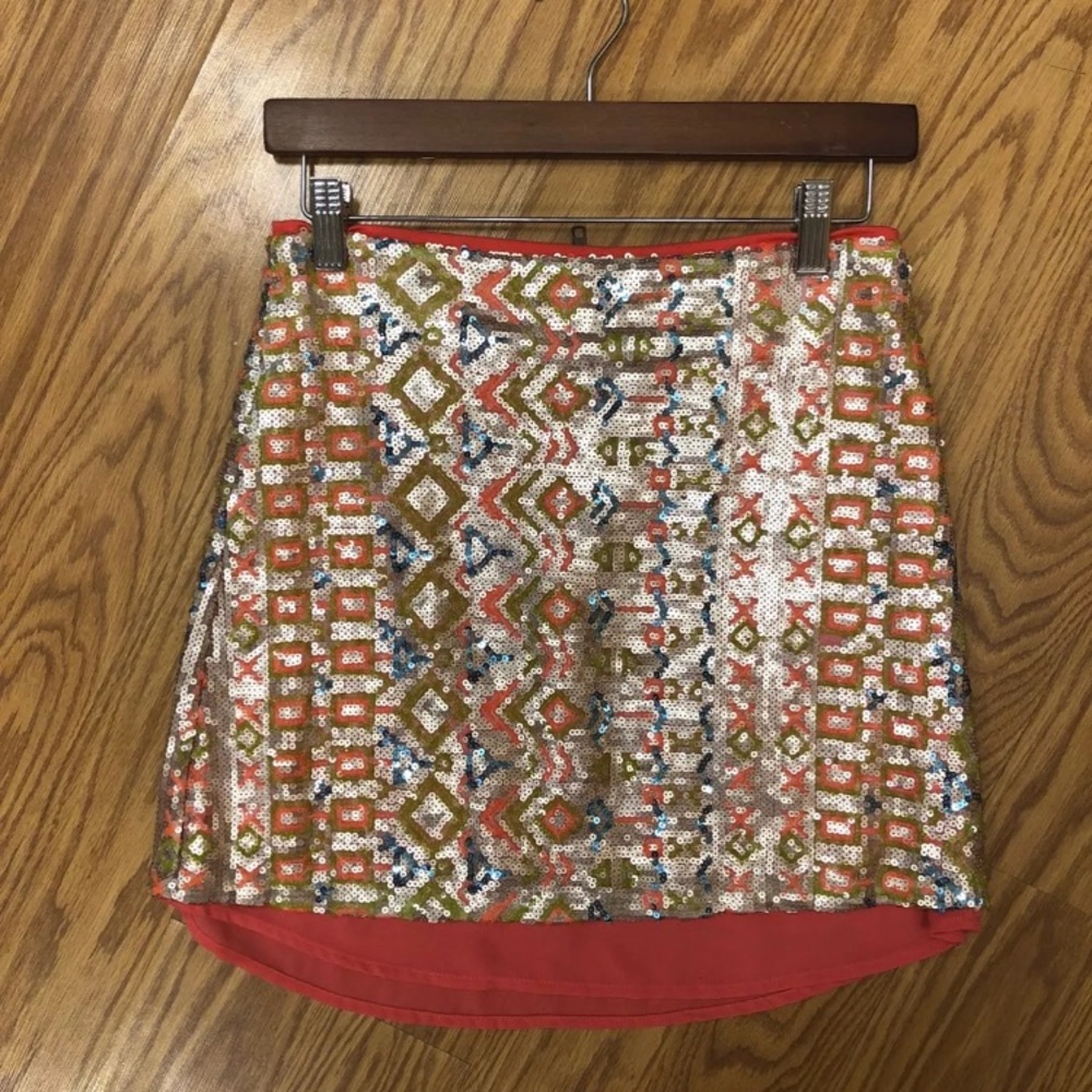 High waisted mini sequin skirt